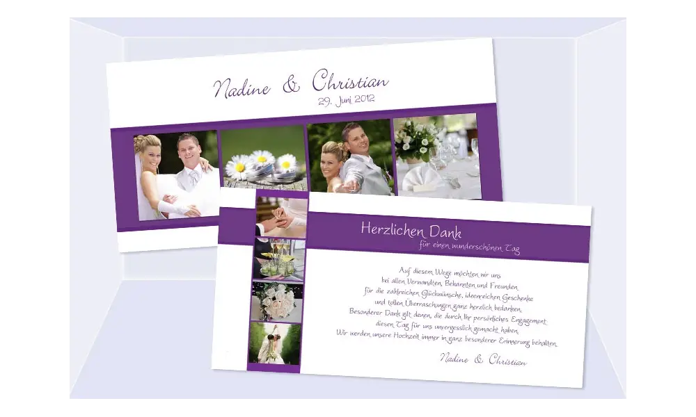Danksagungskarte Karte Hochzeit, lila