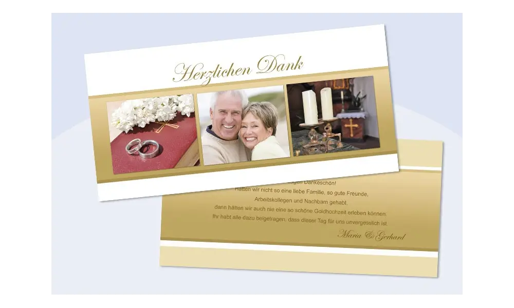 Danksagungskarte, Karte Hochzeit/Goldene Hochzeit, gold
