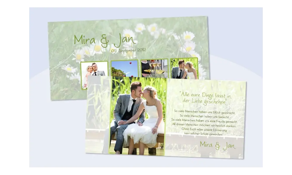 Danksagungskarte, Karte Hochzeit, Gänseblümchen