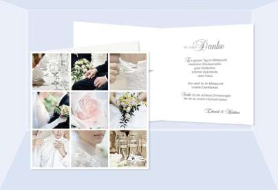 Karte, Danksagungskarte Hochzeit "Blickwinkel", Klappkarte Quadrat, weiß