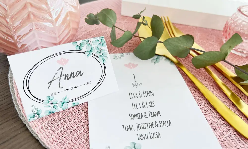 Platzkarte Tischkarten für Ihre Gäste zur Hochzeit