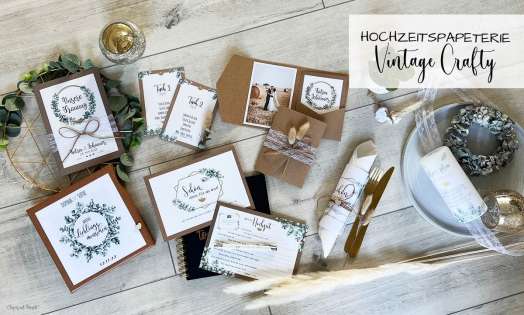 Hochzeitspapeterie Vintage Kraftpapier