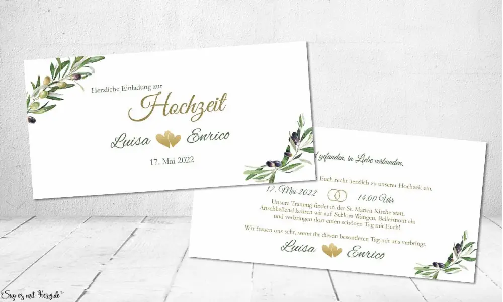 Einladungskarten Hochzeit Olive Panorama