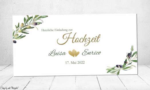 Einladungskarten Hochzeit Olive Panorama
