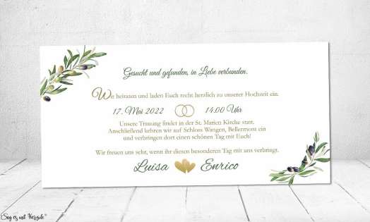 Einladungskarten Hochzeit Olive Panorama