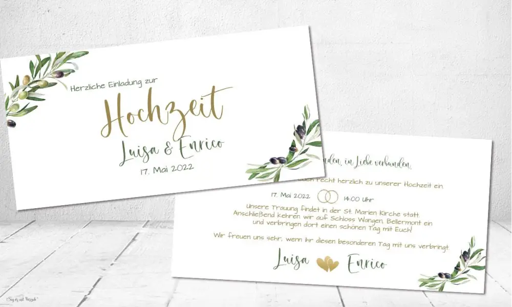 Einladungskarten Hochzeit Olive Panorama