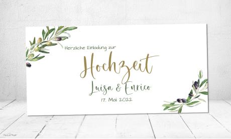 Einladungskarten Hochzeit Olive Panorama