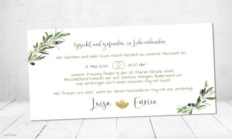 Einladungskarten Hochzeit Olive Panorama