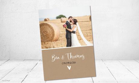 Dankeskarten Hochzeit Kraftpapier mit Foto
