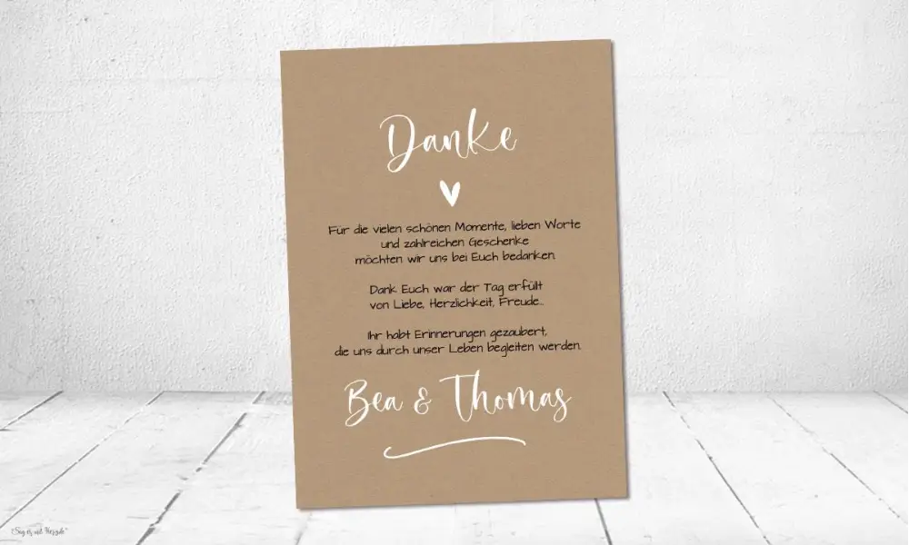 Dankeskarten Hochzeit Kraftpapier mit Foto