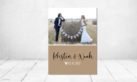 Dankeskarten Hochzeit Kraftpapier mit Foto
