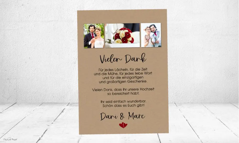 Danksagungskarten für Hochzeit Vintage