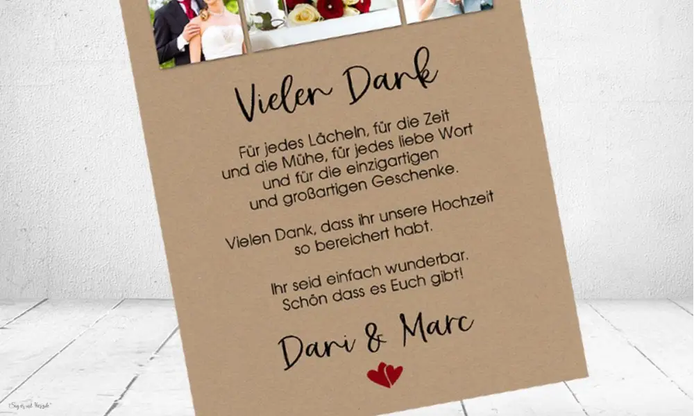 Danksagungskarten für Hochzeit Vintage