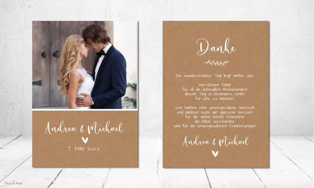 Danksagungskarten Hochzeit rustikal Vintage