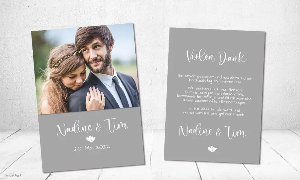 Danksagungskarten Hochzeit rustikal Vintage