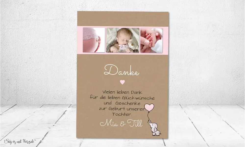 Dankeskarten Geburt Tiere