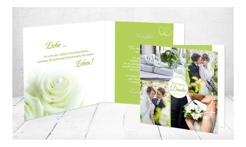 Dankeskarten Hochzeit Klappkarte hellgrün
