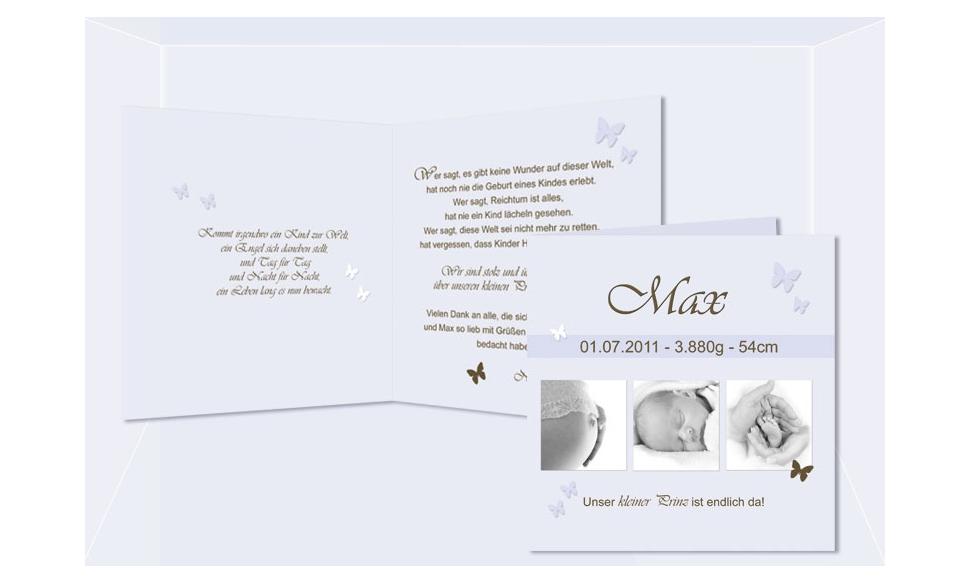 Geburtskarte "Max" Klappkarte 12,5x12,5 cm, hellblau