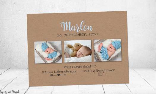 Dankeskarten Geburt Vintage Collage