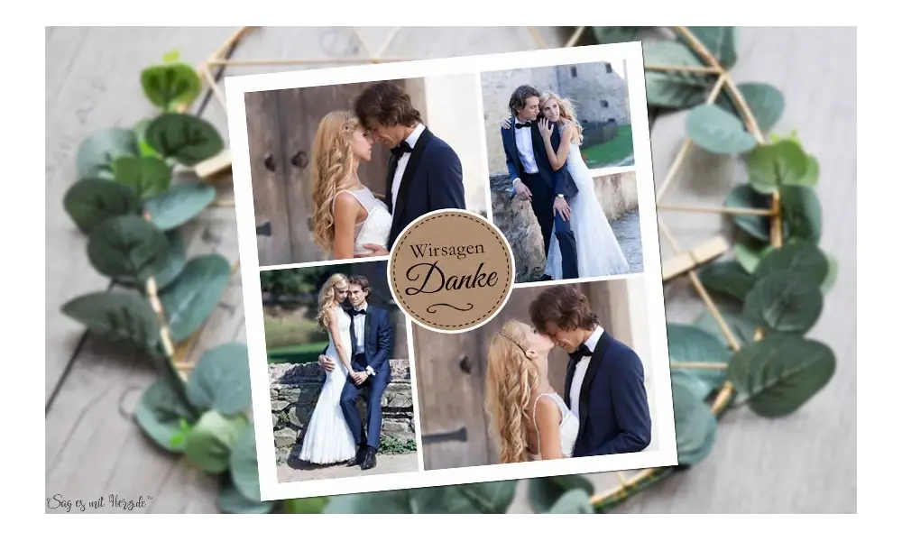 Danksagungskarten Hochzeit quadratisch Boho