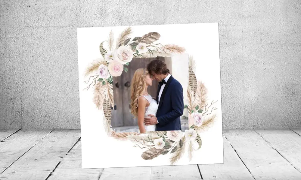 Danksagungskarten Hochzeit quadratisch Boho