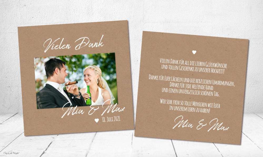 Danksagung Hochzeit quadratisch mit Foto Danksagung Hochzeit quadratisch mit Foto
