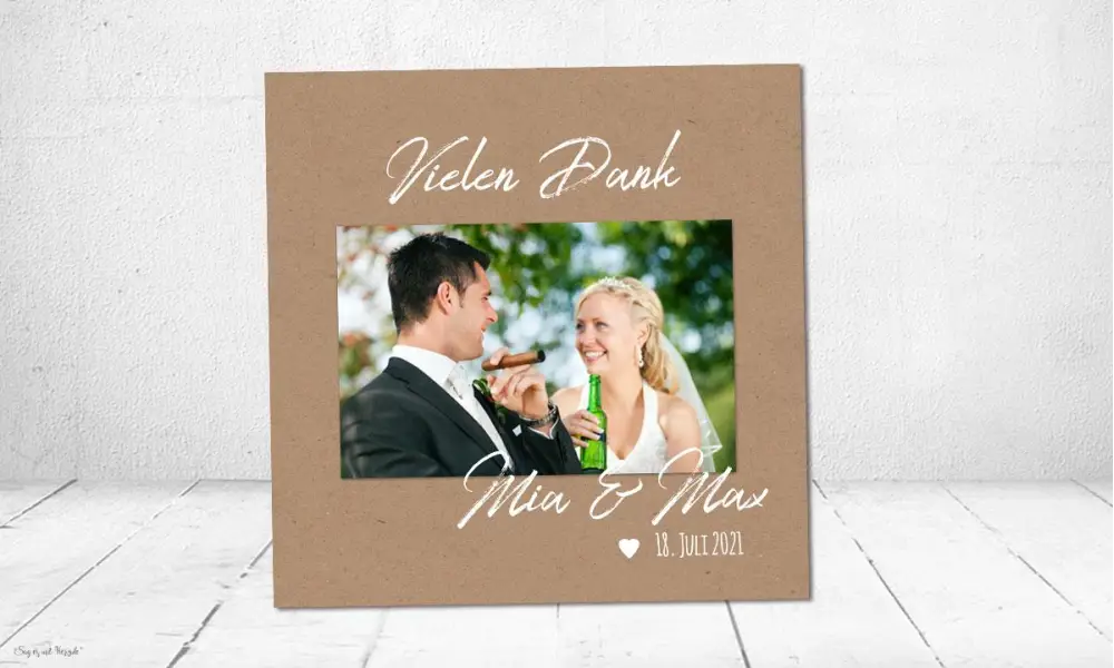Danksagung Hochzeit quadratisch mit Foto