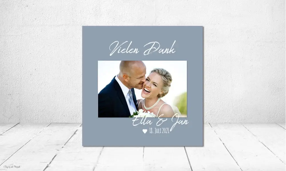 Danksagung Hochzeit quadratisch mit Foto