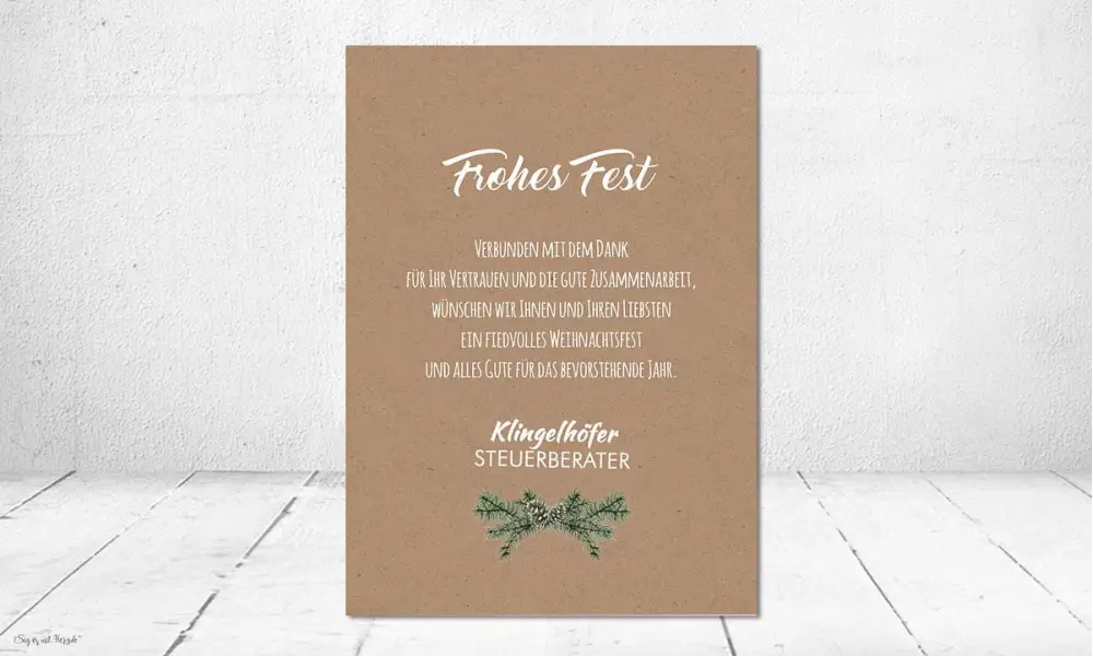 Weihnachtskarte geschäftlich Kraftpapier