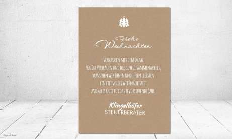 Weihnachtskarte geschäftlich mit Foto und Logo, moderner Kraftpapier Look