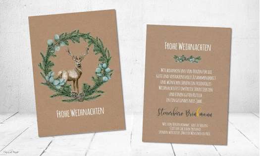 Moderne Weihnachtskarte geschäftlich individuell mit Firmenlogo gestalten lassen