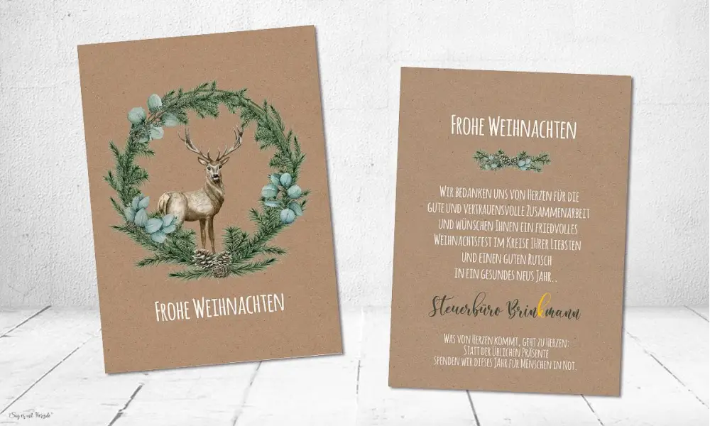 Weihnachtskarte geschäftlich Hirsch