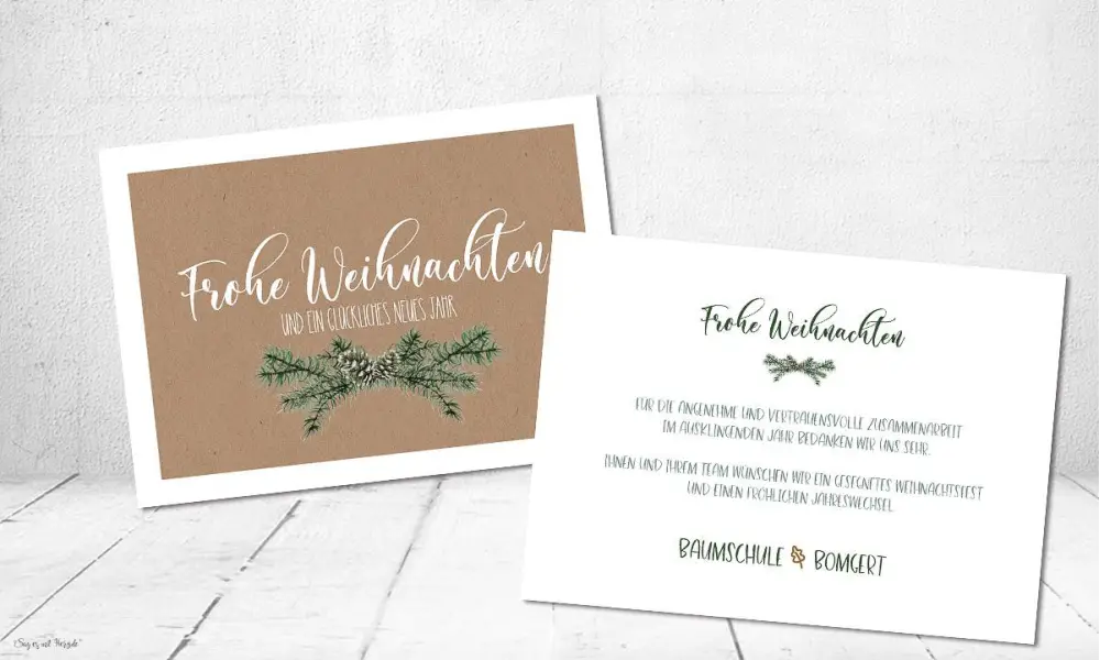 Firmen Weihnachtskarte mit Logo Kraftpapier Look