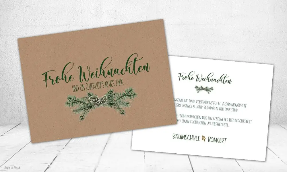 Firmen Weihnachtskarte mit Logo Kraftpapier Look