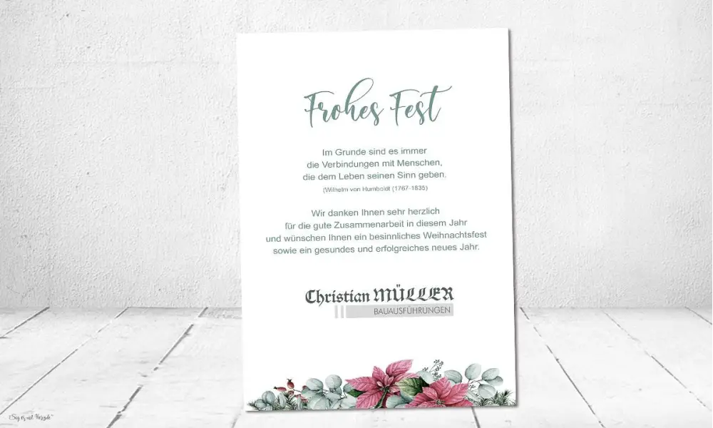 Weihnachtskarte für Firmen modern mit Logo