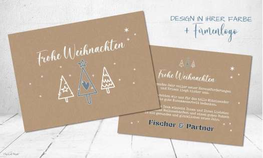Weihnachtskarten geschäftlich mit Logo aus Recyclingpapier, individueller Gestaltungsservice