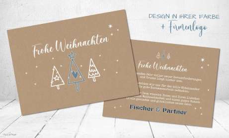 Weihnachtskarten geschäftlich mit Logo aus Recyclingpapier, individueller Gestaltungsservice