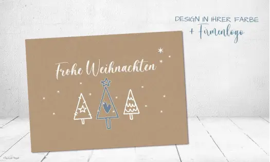 Weihnachtskarten geschäftlich mit Logo Postkarte nachhaltig Kraftpapier Umwelt naturell