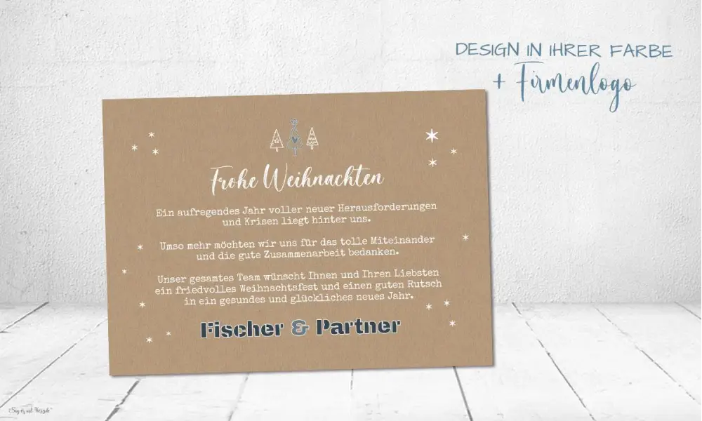 Weihnachtskarten geschäftlich mit Logo aus nachhaltigem Recyclingpapier