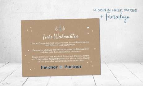 Weihnachtskarten geschäftlich mit Logo aus nachhaltigem Recyclingpapier