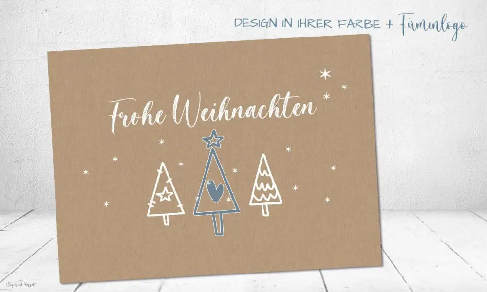 Weihnachtskarten geschäftlich mit Logo Postkarte nachhaltig Kraftpapier Umwelt naturell