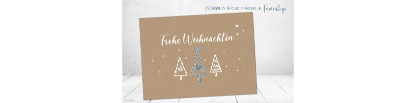 Weihnachtskarten geschäftlich mit Logo Postkarte nachhaltig Kraftpapier Umwelt naturell
