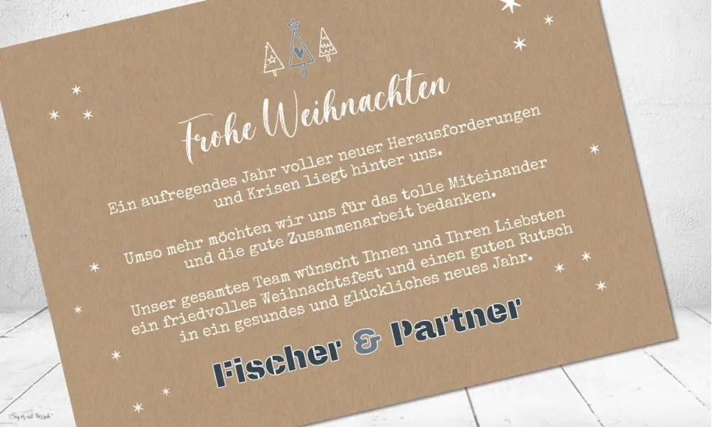Weihnachtskarten geschäftlich mit Logo aus nachhaltigem Recyclingpapier