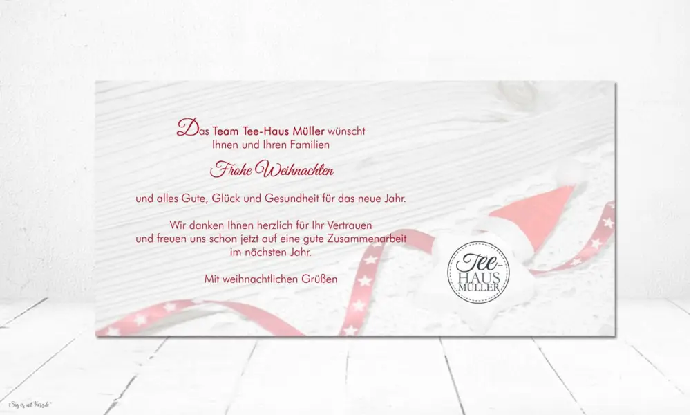 Firmen Weihnachtskarte geschäftlich modern vintage Stern rot mit Logo