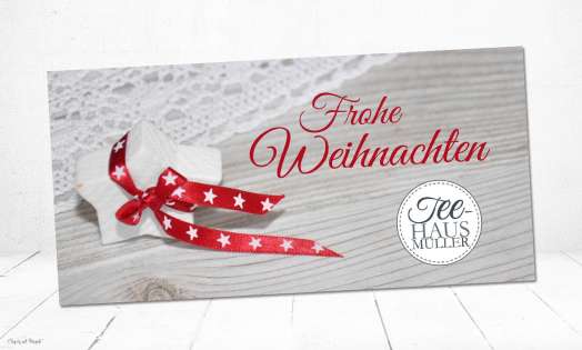 Firmen Weihnachtskarte geschäftlich modern vintage Stern rot mit Logo