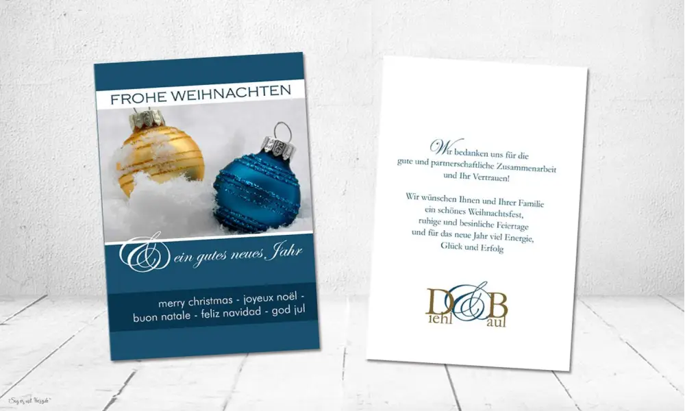 Firmen Weihnachtskarten geschäftlich mit Logo
