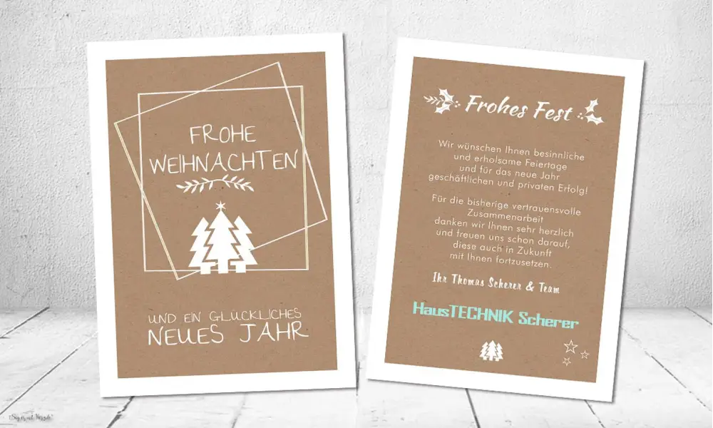 Firmen Weihnachtskarte - Kraftpapier individuell gestalten lassen