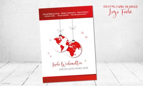 Weihnachtskarte geschäftlich international Weltkugel Globus