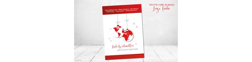 Weihnachtskarte geschäftlich international Weltkugel Globus