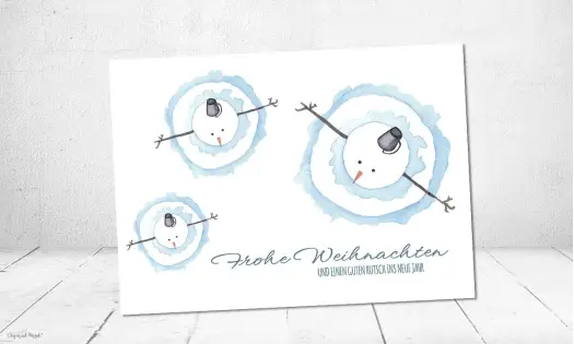 Weihnachtskarte für Firmen mit Schneemann